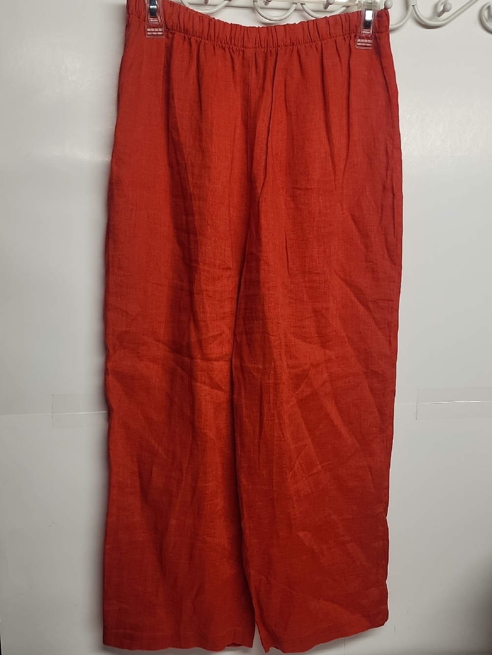 Eileen Fisher Wide-Leg Linen Pants in Burnt Orange